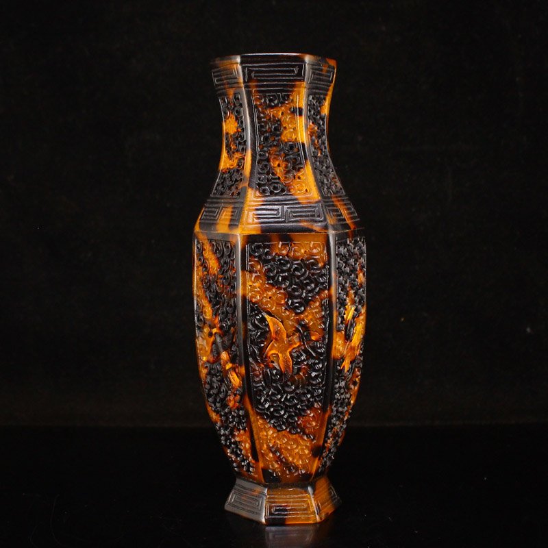 Openwork Tortoiseshell Carved Flying Bird Design Vase (1 of 7)