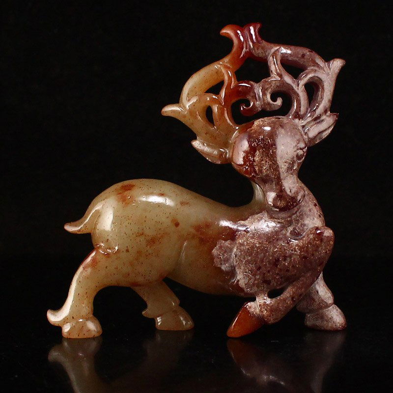 Vintage Chinese Hetian Jade Lucky Deer Statue (1 of 7)