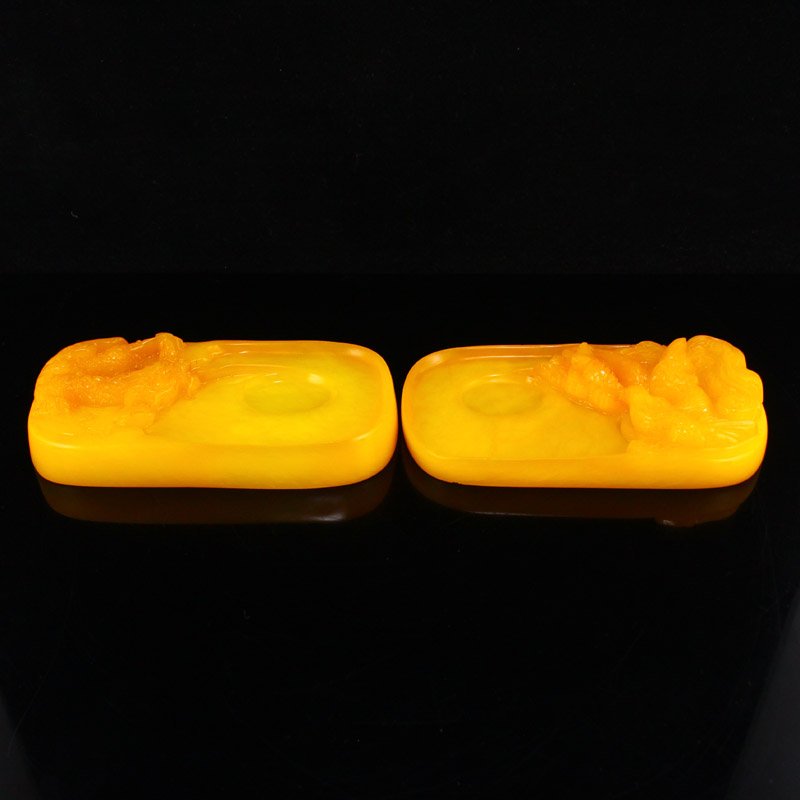 A Pair Qing Dy Shoushan Stone Dragon Phoenix Inkstone (1 of 10)