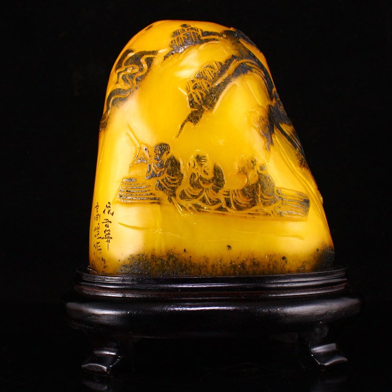 Shoushan Stone Low Relief Figures & Pine Tree Statue (1 of 8)