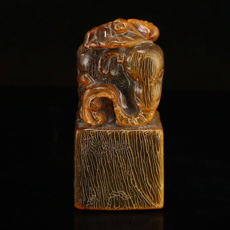 Vintage Ox Horn Carved Elephant Seal Statue (1 of 7)