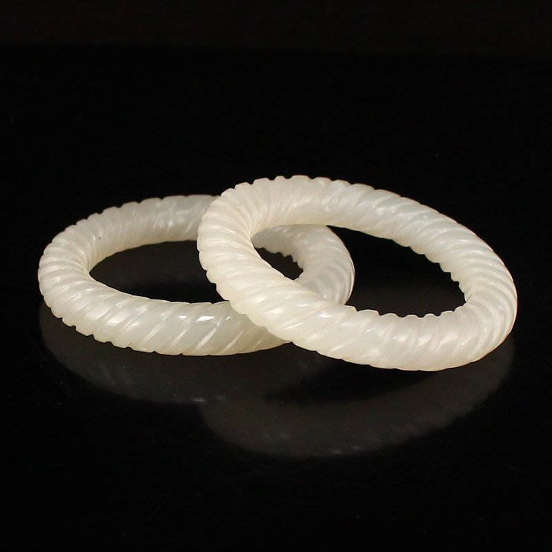 A Pair Chinese Hetian Jade Lucky Rings (1 of 6)