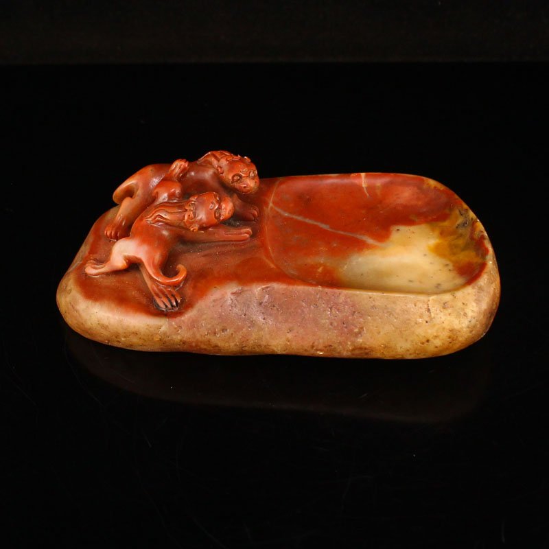 Vintage Chinese Shoushan Stone Divine Beast Inkstone (1 of 7)