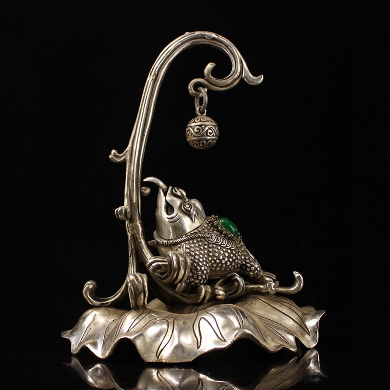Old Silver Plated Copper Fortune Toad Incense Burner (1 of 9)