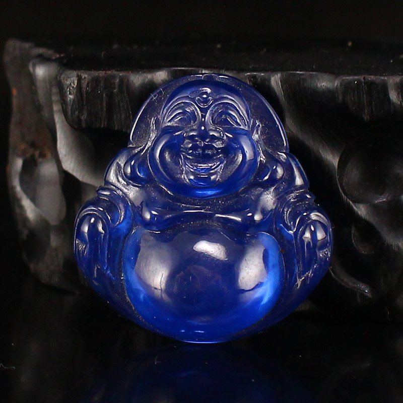 Beautiful Sapphire Laughing Buddha Pendant (1 of 6)