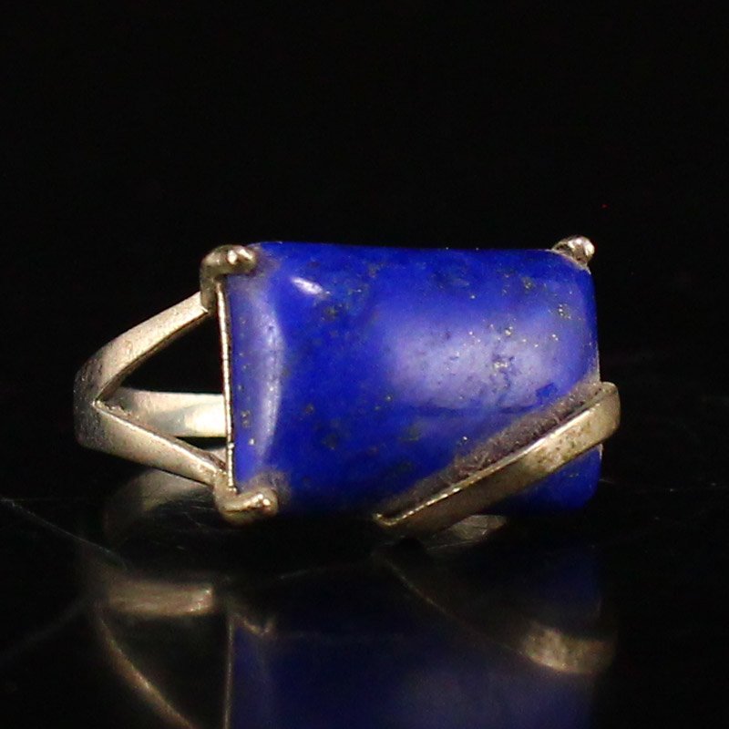 Vintage Chinese Pure Silver Inlay Lapis Lazuli Ring (1 of 5)