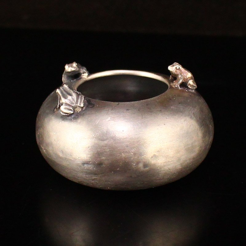 Vintage Chinese Pure Silver Frog Brush Washer (1 of 5)