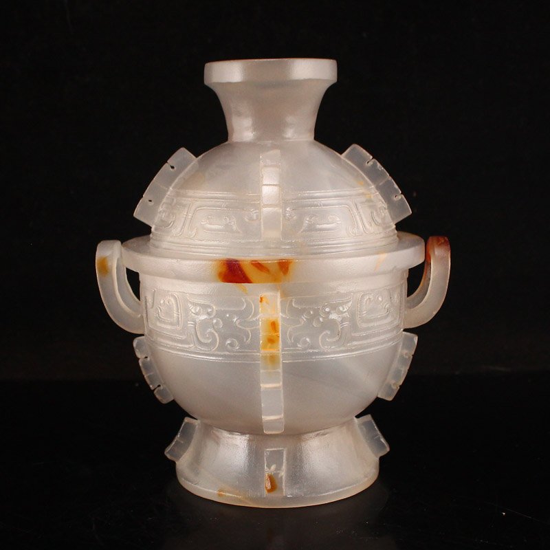 Superb Chinese Qing Dy Agate Double Ears Incense Burner (1 of 6)