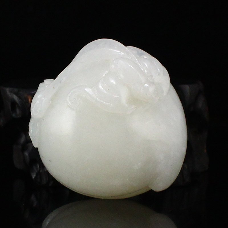 Chinese White Hetian Jade Fortune Bat & Peach Pendant (1 of 7)