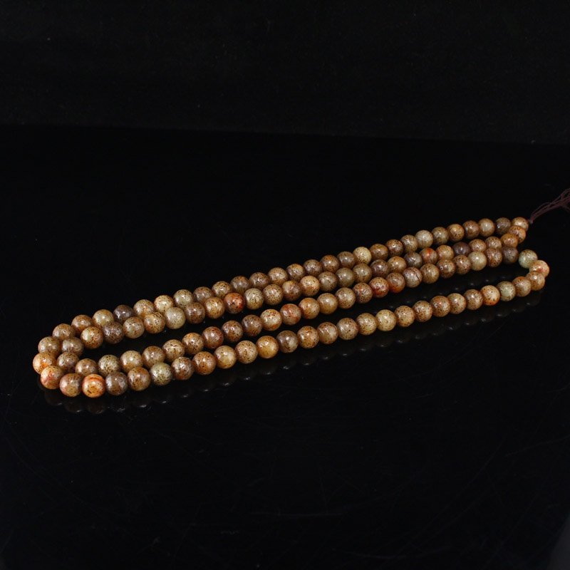 10 MM Vintage Chinese Hetian Jade Beads Necklace (1 of 6)