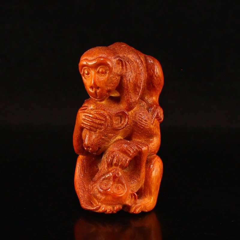 Vintage Deer Horn Carved Three Monkey Pendant (1 of 6)