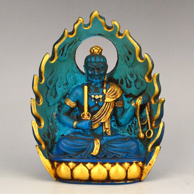 Gilt Gold Blue Peking Glass Buddhism Figure Statue (1 of 6)