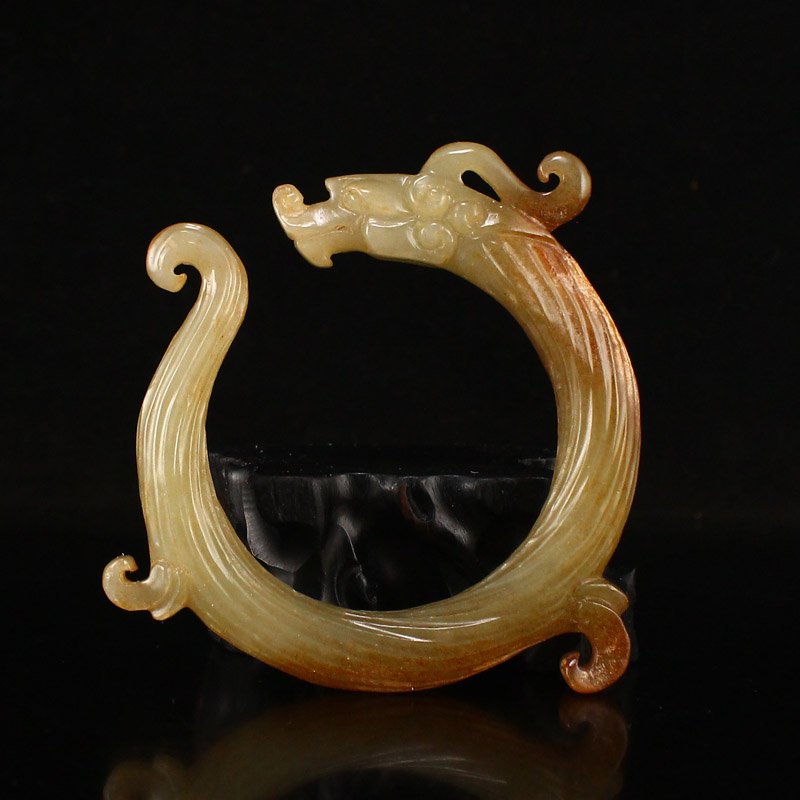 Vintage Chinese Hetian Jade Chi Dragon Pendant (1 of 6)