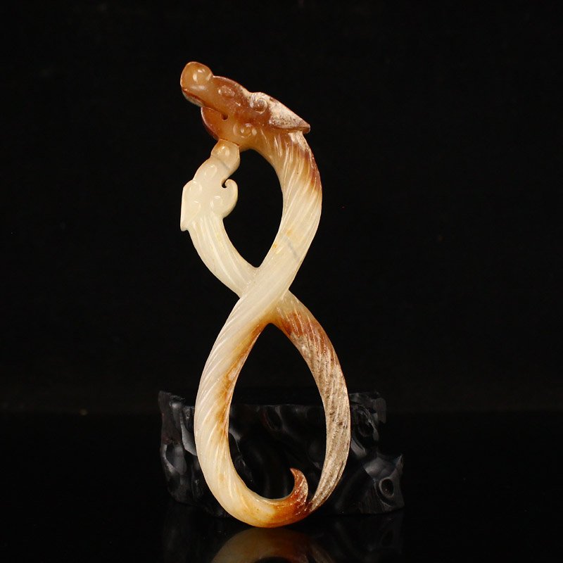 Vintage Chinese Hetian Jade Double Dragon Pendant (1 of 6)