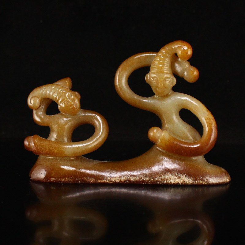 Openwork Vintage Chinese Hetian Jade Figure Statue (1 of 7)