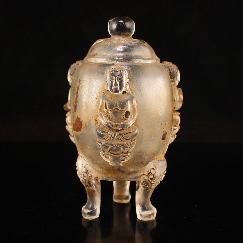 Vintgae Chinese Peking Glass 3 Buddha Incense Burner (1 of 6)
