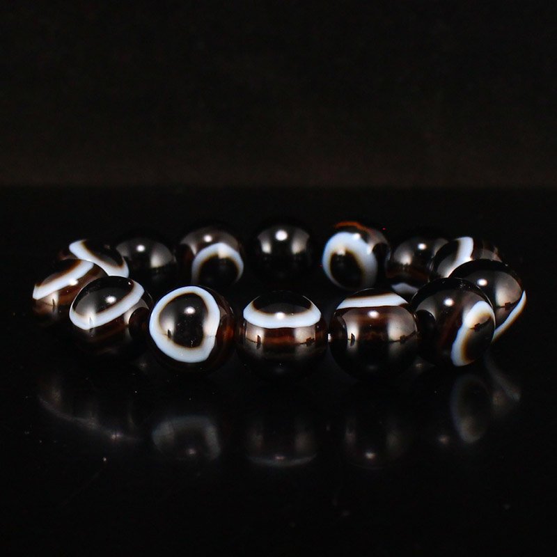 Natural DZI Black White Agate Beads Bracelet (1 of 7)