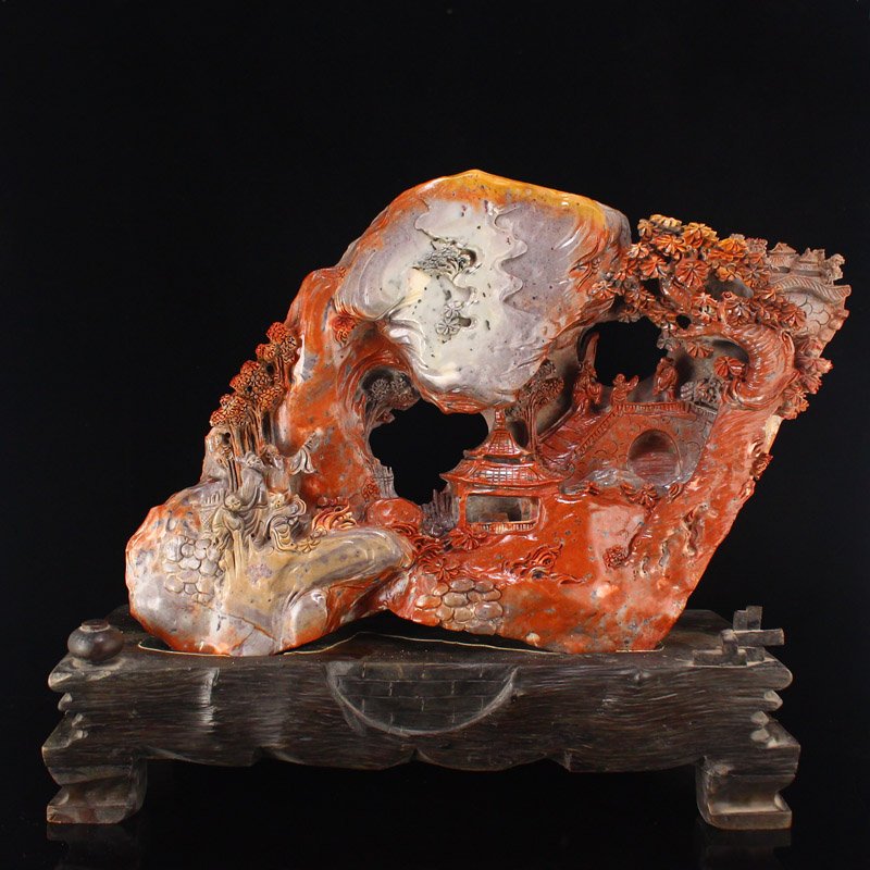 9.7 Kg Shoushan Stone Mountain Village Scene Statue (1 of 8)