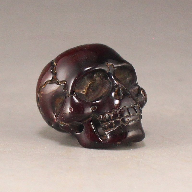 Vintage Ox Horn Carved Skull Head Statue (1 of 6)