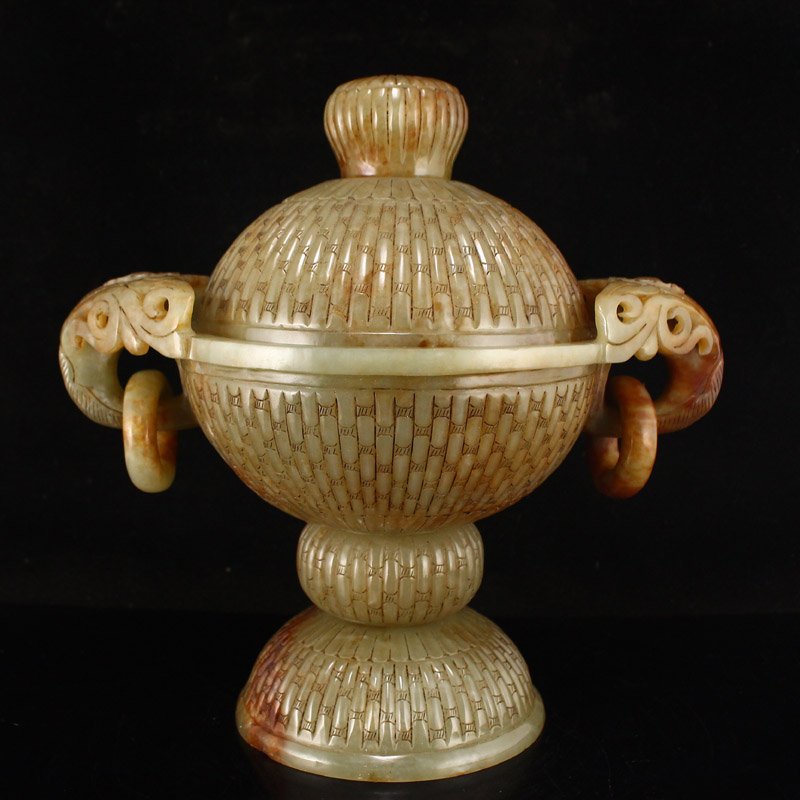 Superb Qing Dy Hetian Jade Double Rings Incense Burner (1 of 8)