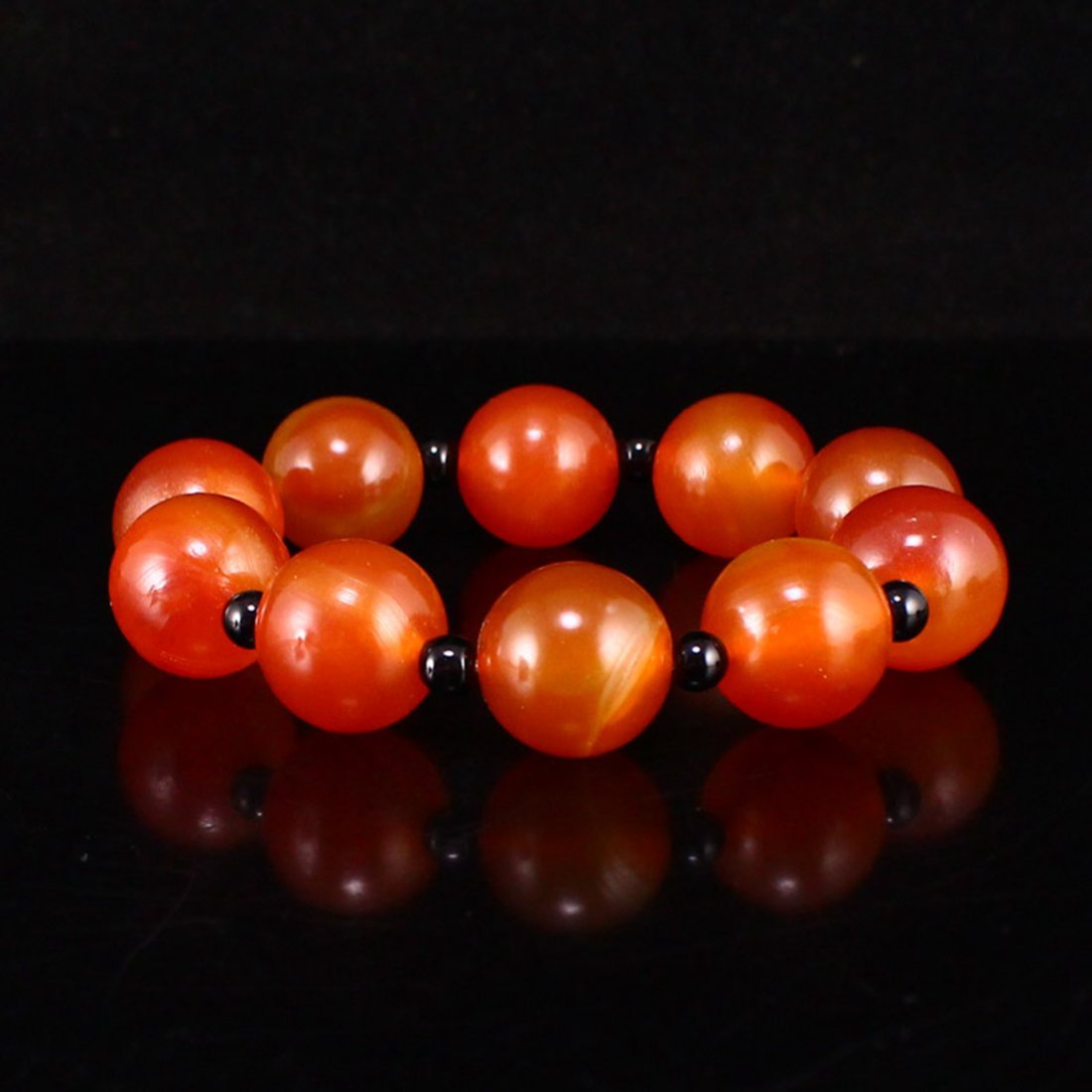 19 MM Chinese Red Agate Beads Bracelet (1 of 6)