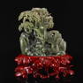 Natural Green Hetian Jade Scenery Figure Statue w Certificate