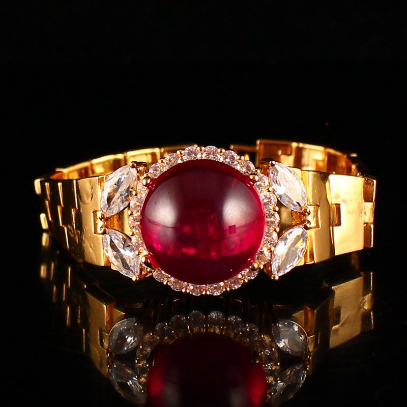 Exquisite Gilt Gold Pure Silver Inlay Ruby Bracelet (1 of 6)