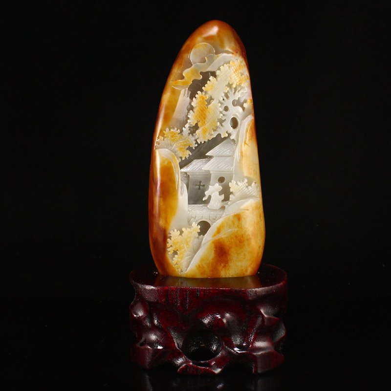 Natural Hetian Jade Pine Tree Figure Statue w Certificate (1 of 8)