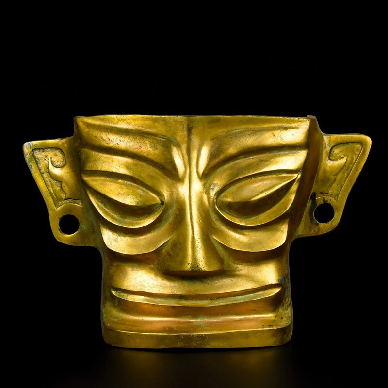 2.2Kg Vintage Chinese Gilt Gold Bronze Mask (1 of 9)