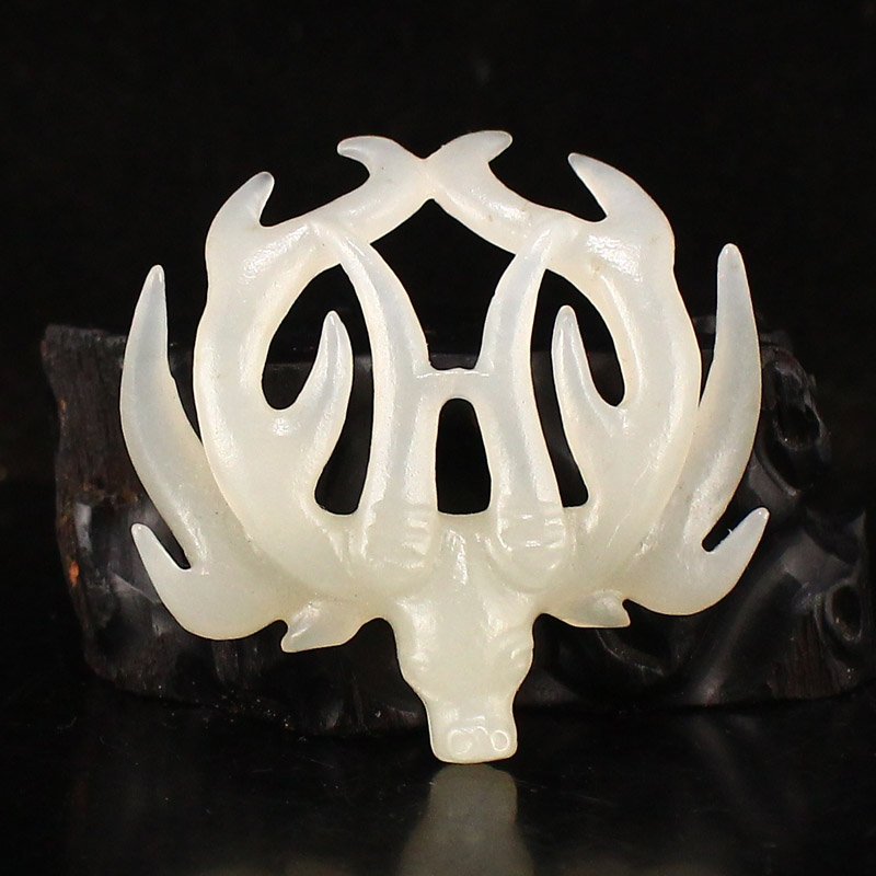 Chinese Natural Hetian Jade Lucky Deer Pendant (1 of 6)