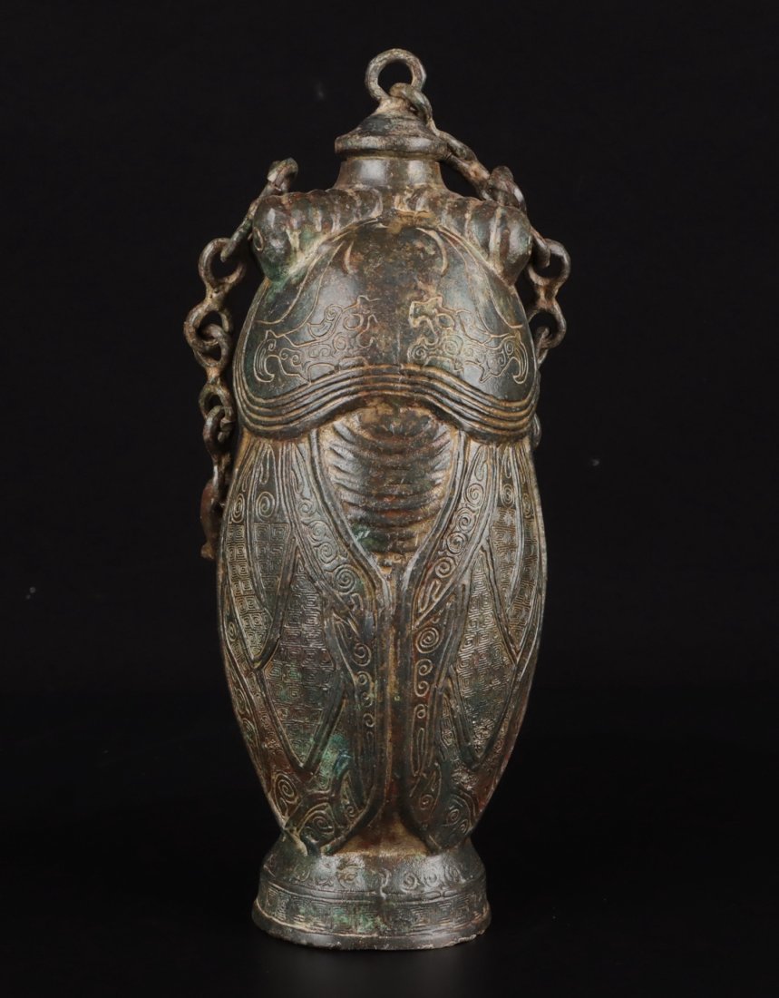 Vintage Chinese Cicada Shape Bronze Handle Pot (1 of 9)