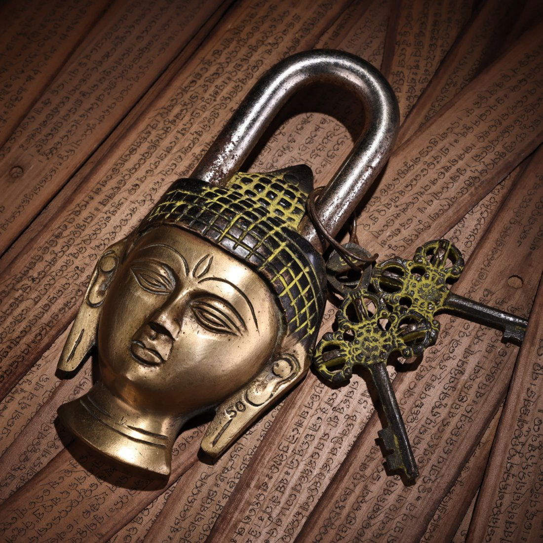 Vintage Tibetan Red Copper Buddha Head Shape Lock (1 of 9)