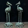 A Pair Vintage Chinese Bronze Crane Incense Burner