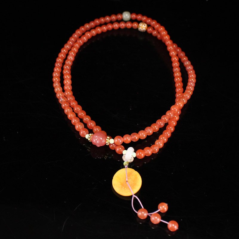 6 MM Chinese Nanhong Agate Beads Necklace (1 of 6)