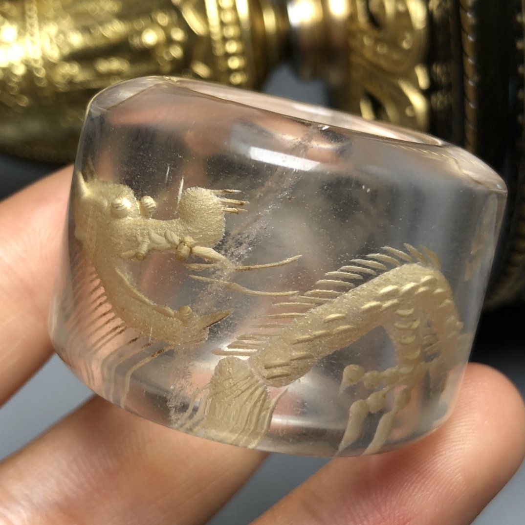 Crystal Inside Carved Fortune Dragon Thumb Ring (1 of 8)