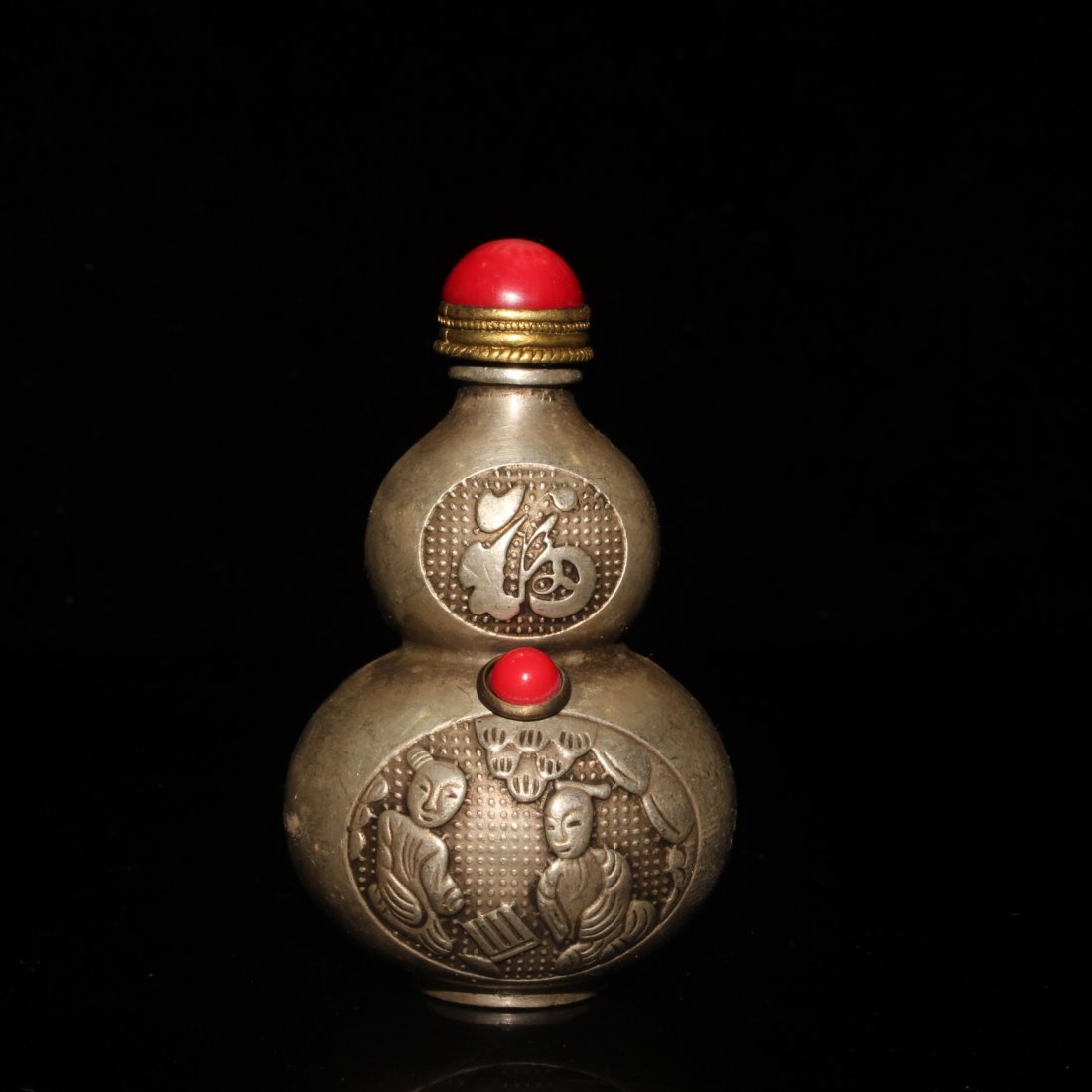 Vintage Silver Inlay Gem Snuff Bottle (1 of 8)