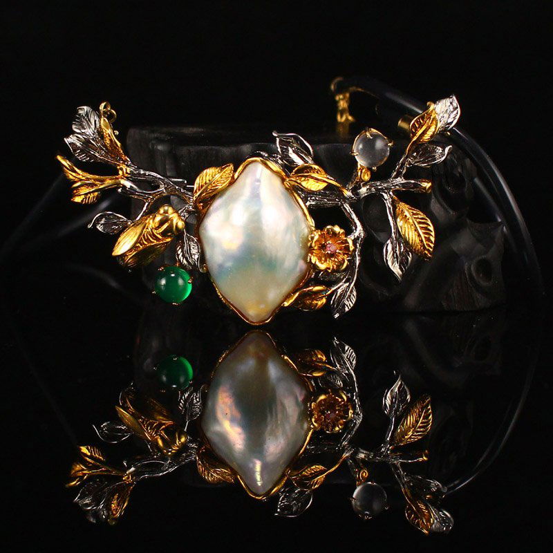 Exquisite 925 Silver Inaly Pearl & Chalcedony Pendant/ Brooch (1 of 6)
