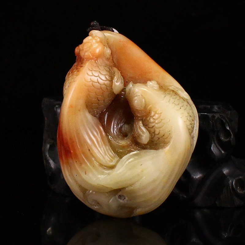 Vintage Chinese Shoushan Stone Goldfish Pendant (1 of 6)