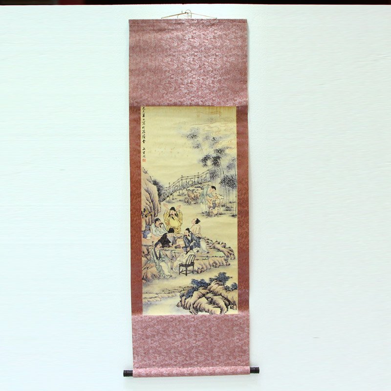 Chinese Watercolour On Xuan Paper Figure Painting - Shang Guan Zhou (1665-1752): Chinese Watercolour On Xuan Paper Figure Painting - Shang Guan Zhou (1665-1752) Dimension: 590 x 1560 (mm) 23.22 x 61.42(inches) Weight 0.84 lbs/383 g