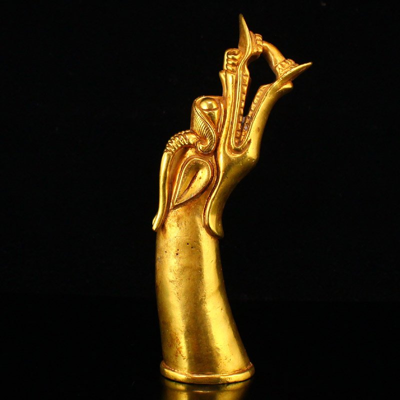 Vintage Gilt Gold Red Copper Dragon Head Statue (1 of 8)