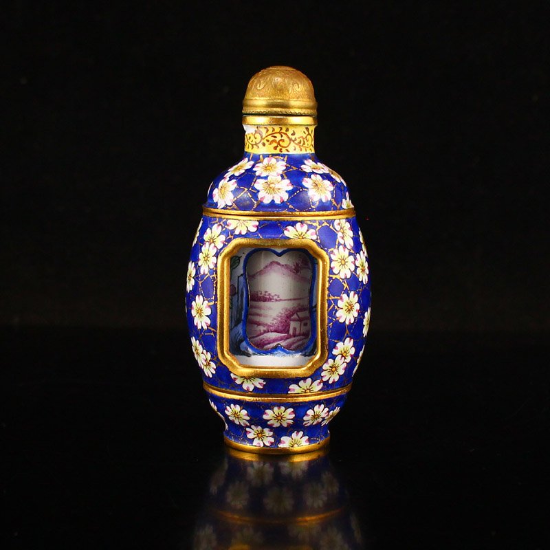 Chinese Gilt Gold Red Copper Enamel 3 layers Turn Heart Snuff Bottle (1 of 8)