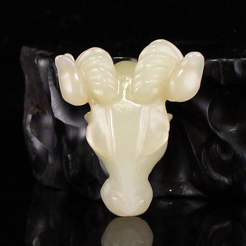 Chinese Natural Hetian Jade Sheep Head Pendant (1 of 6)