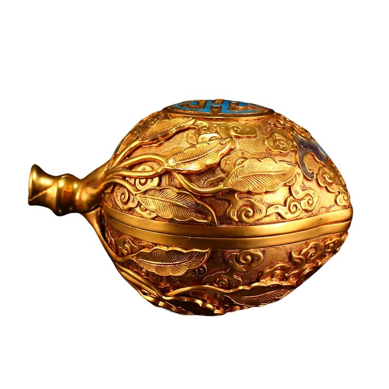 Vintage Chinese Gilt Gold Bronze Peach Shape Jewelry Box (1 of 8)
