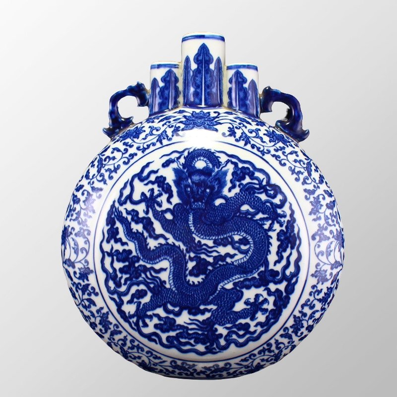 Chinese Qing Dynasty Blue And White Porcelain Clouds Dragon Design Vase (1 of 10)