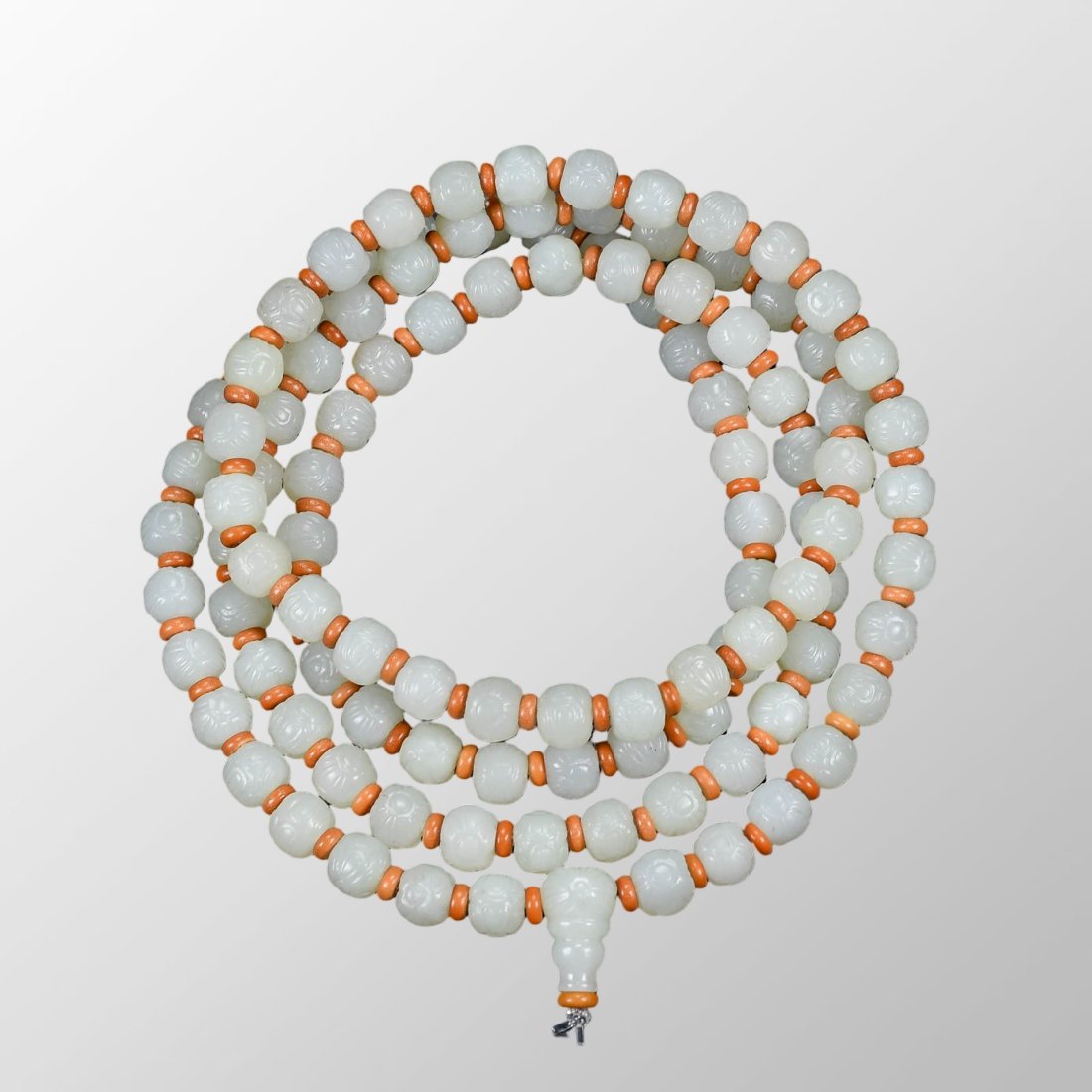 Superb Chinese Qing Dynasty White Hetian Jade Flower Beads Necklace (1 of 10)