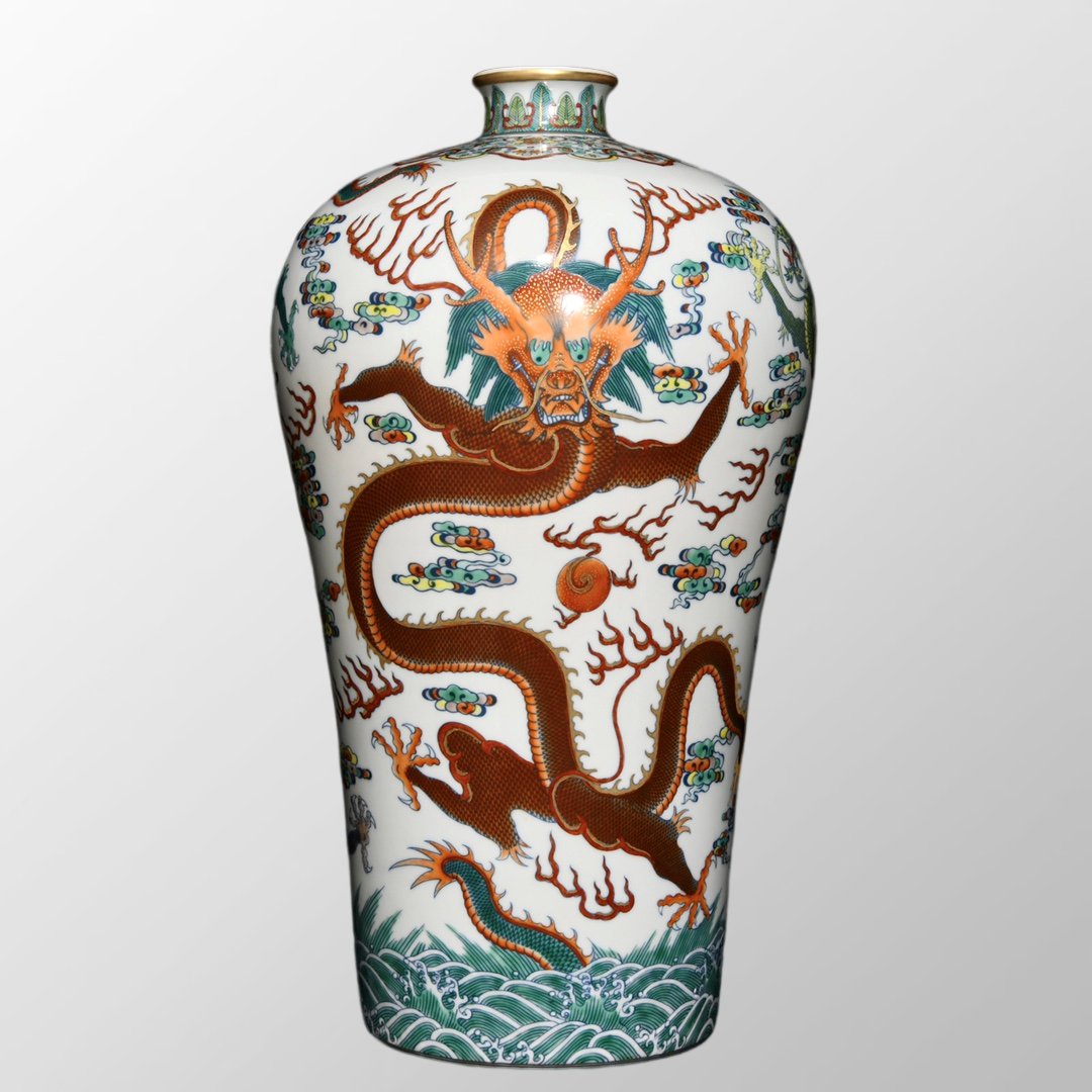 Chinese Qing Dynasty Doucai Blue And White Porcelain Clouds Dragon Design Vase (1 of 10)