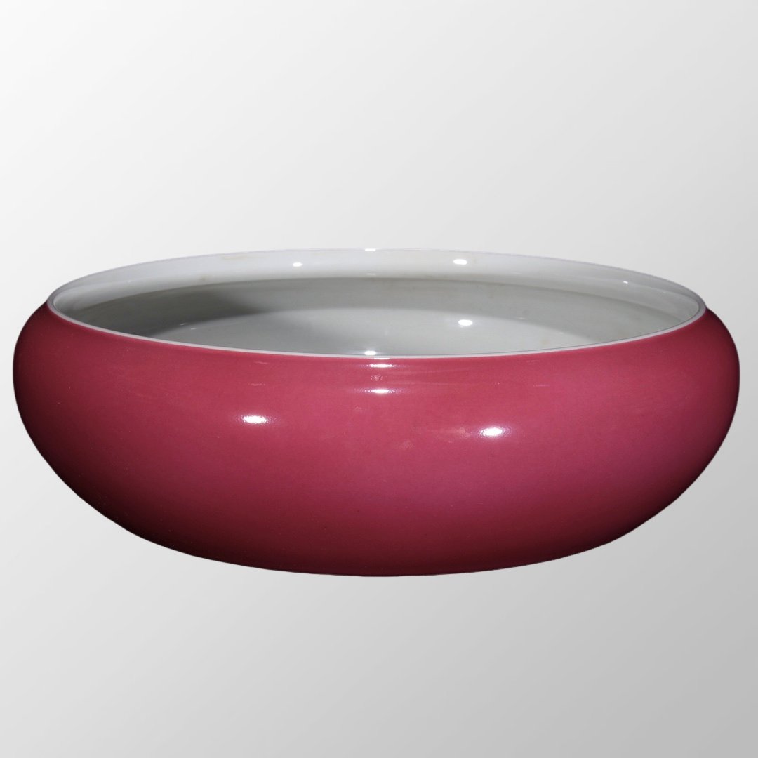 Chinese Rouge Red Glaze Mountain River Scene Design Porcelain Brush Washer (1 of 10)