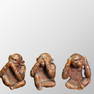 A Set Three Chinese Boxwood Wood Carved Monkey Statue