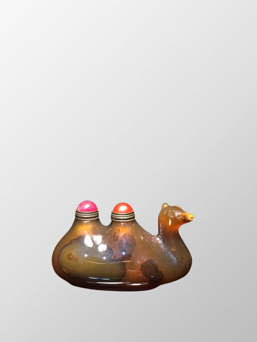 Vintage Chinese Agate Carved Camel Snuff Bottle (1 of 10)
