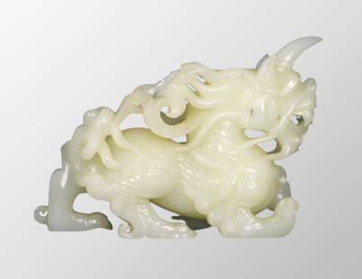 Chinese Qing Dynasty White Hetian Jade Carved Fortune Kylin Statue: Chinese Qing Dynasty White Hetian Jade Carved Fortune Kylin StatueDimension:130 x 95 x 40 (mm)5.12 x 3.74 x 1.57 (inches)Weight:1.03 lbs/ 466 g